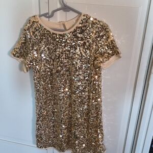 Gold Sequin Kids' Dress - Sparkle Short Sleeve